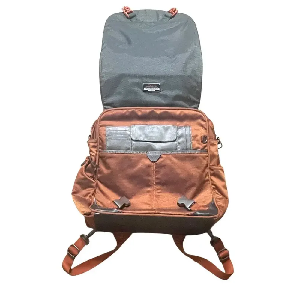 Tumi T-Tech Ballistic Nylon Backpack Convertible Messenger Laptop Orange 5589FLM